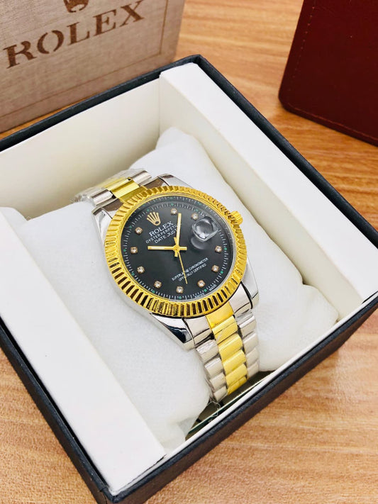 Date Just Style Watch with Working Date | Button Lock | Premium Chain