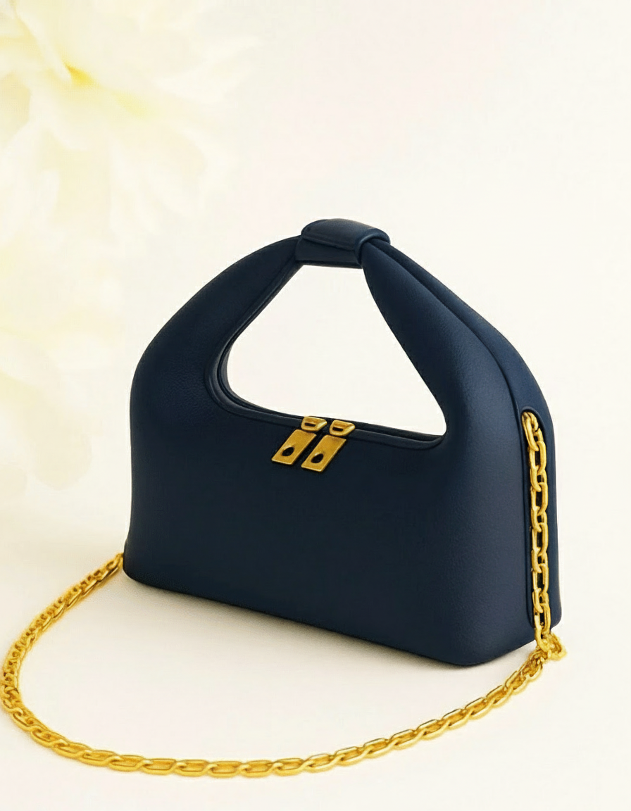 Chic Moss Green Padded Mini Bag with Gold Chain