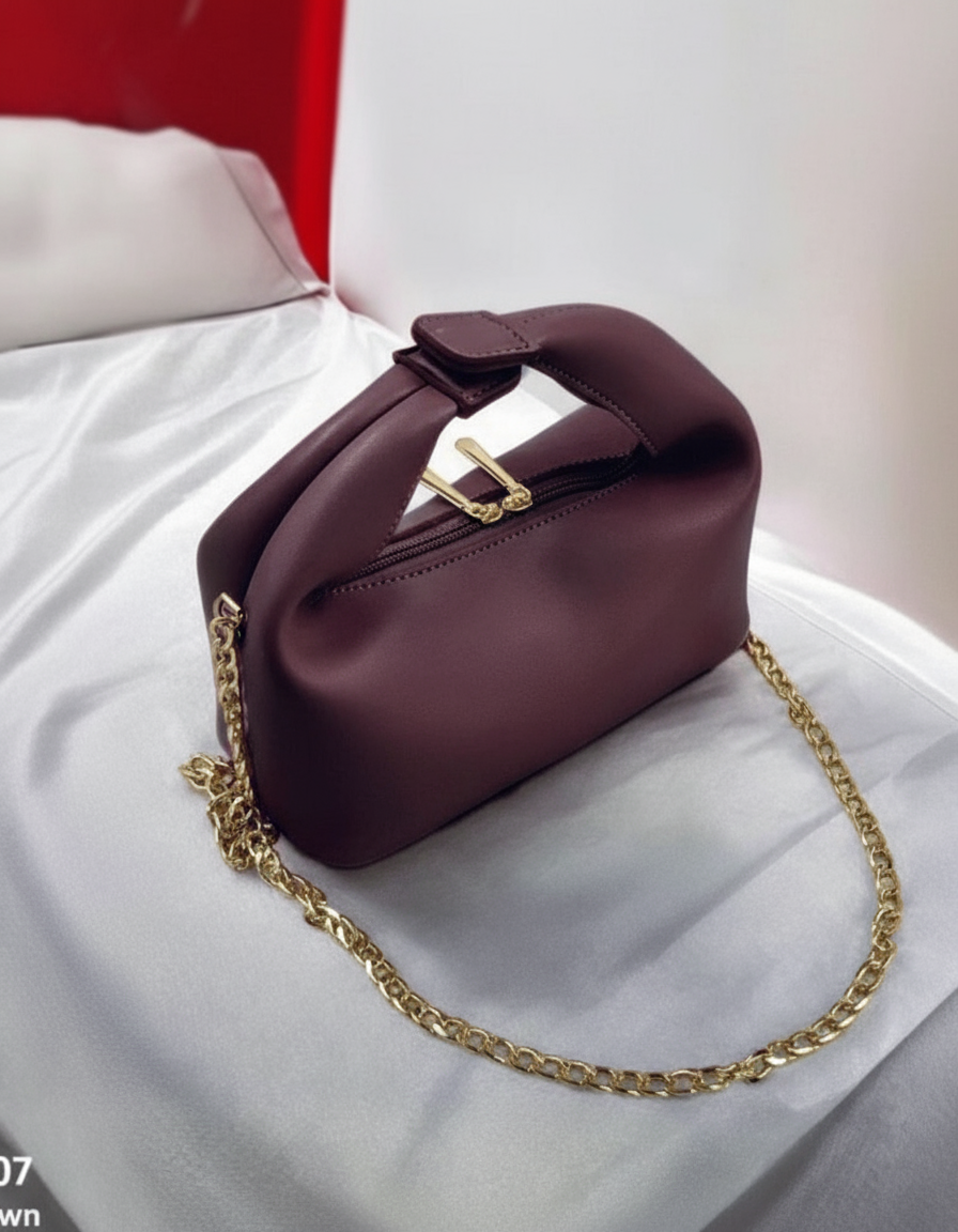 Chic Moss Green Padded Mini Bag with Gold Chain