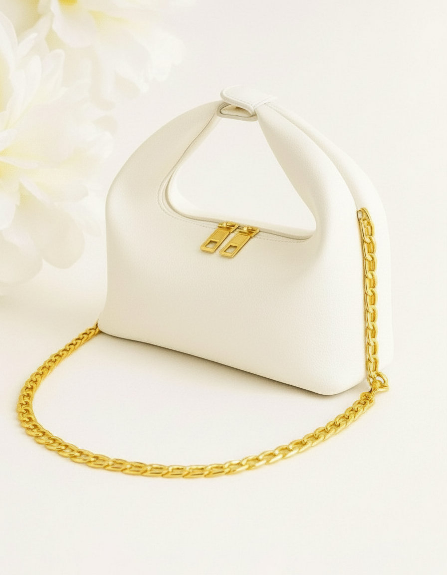 Chic Moss Green Padded Mini Bag with Gold Chain