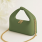 Chic Moss Green Padded Mini Bag with Gold Chain