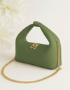 Chic Moss Green Padded Mini Bag with Gold Chain