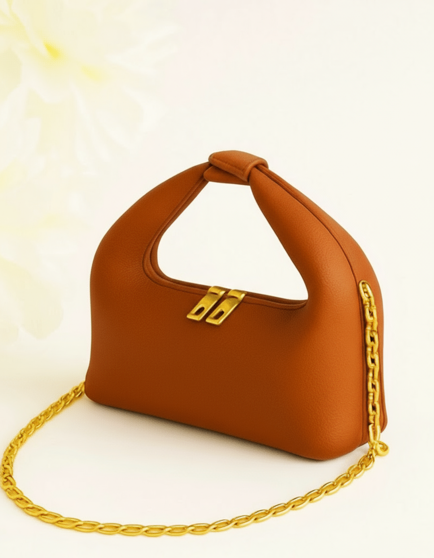 Chic Moss Green Padded Mini Bag with Gold Chain