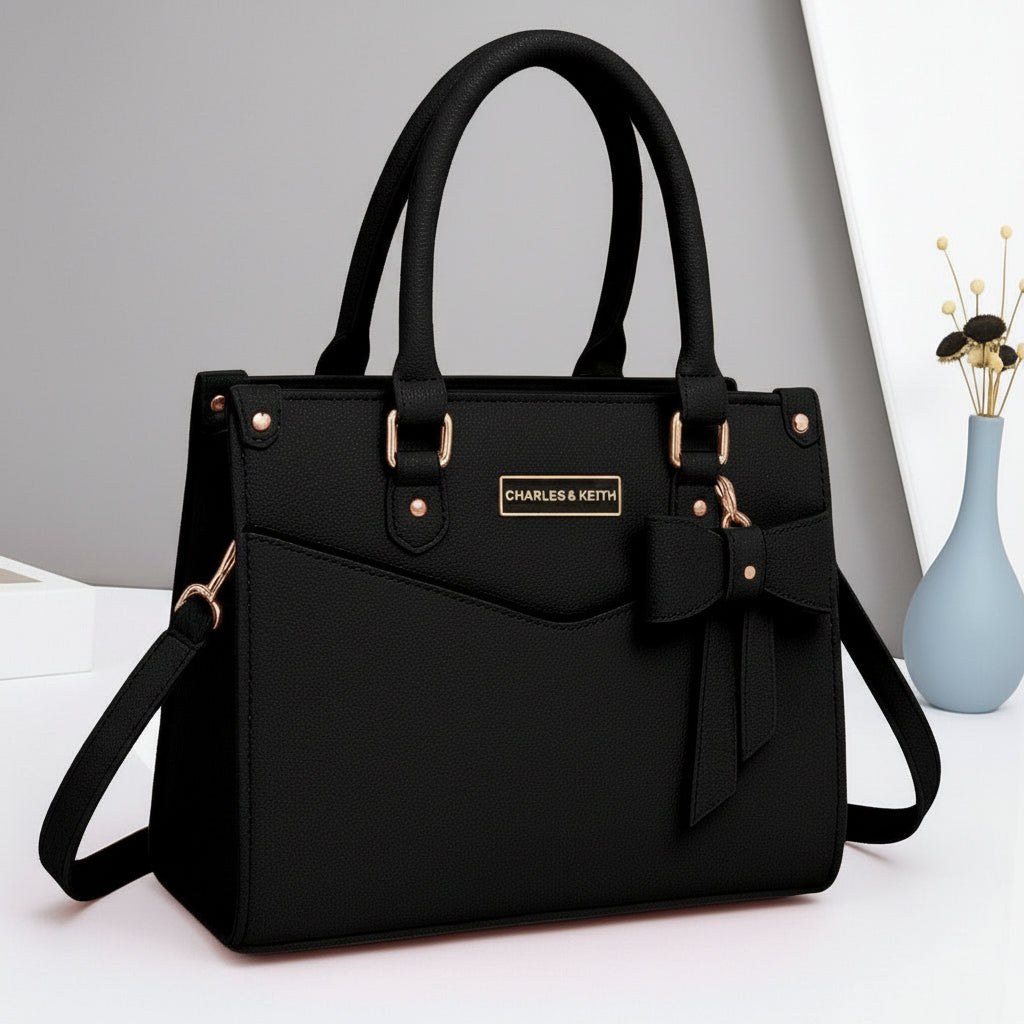 Premium Shoulder Bag for Girls – Stylish Design with Long Strap & Bow Charm
