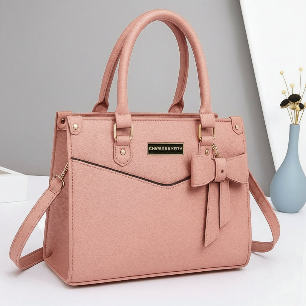 Premium Shoulder Bag for Girls – Stylish Design with Long Strap & Bow Charm