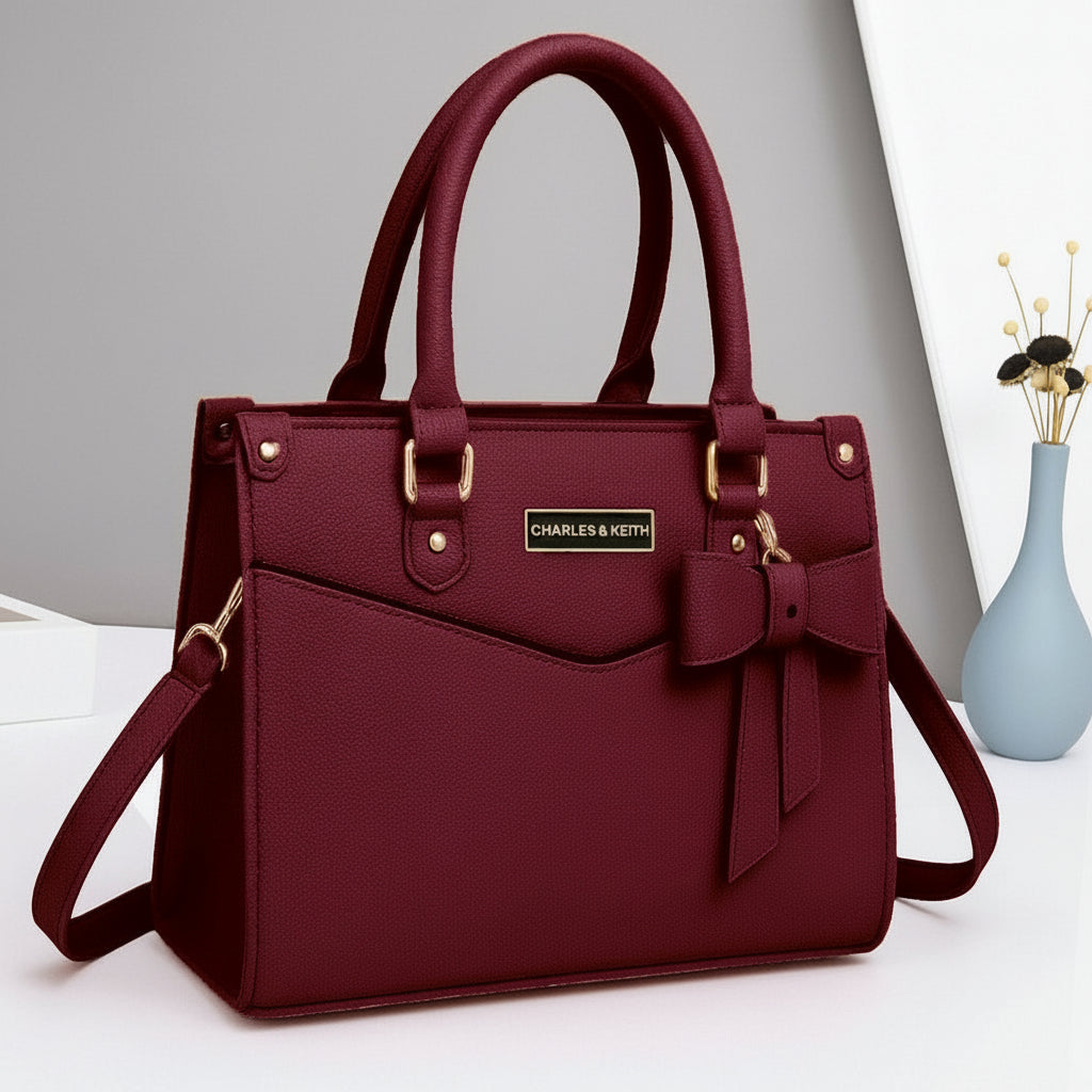 Premium Shoulder Bag for Girls – Stylish Design with Long Strap & Bow Charm