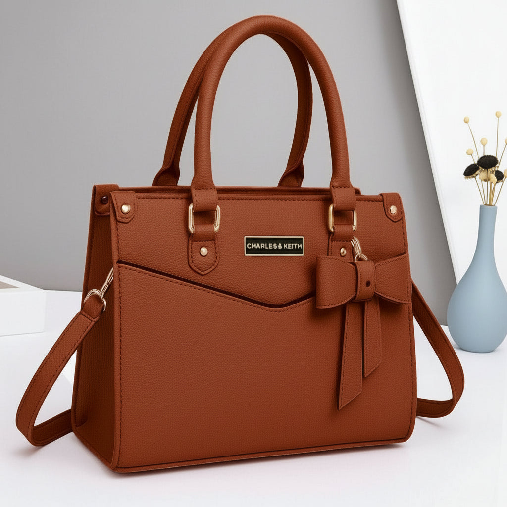 Premium Shoulder Bag for Girls – Stylish Design with Long Strap & Bow Charm