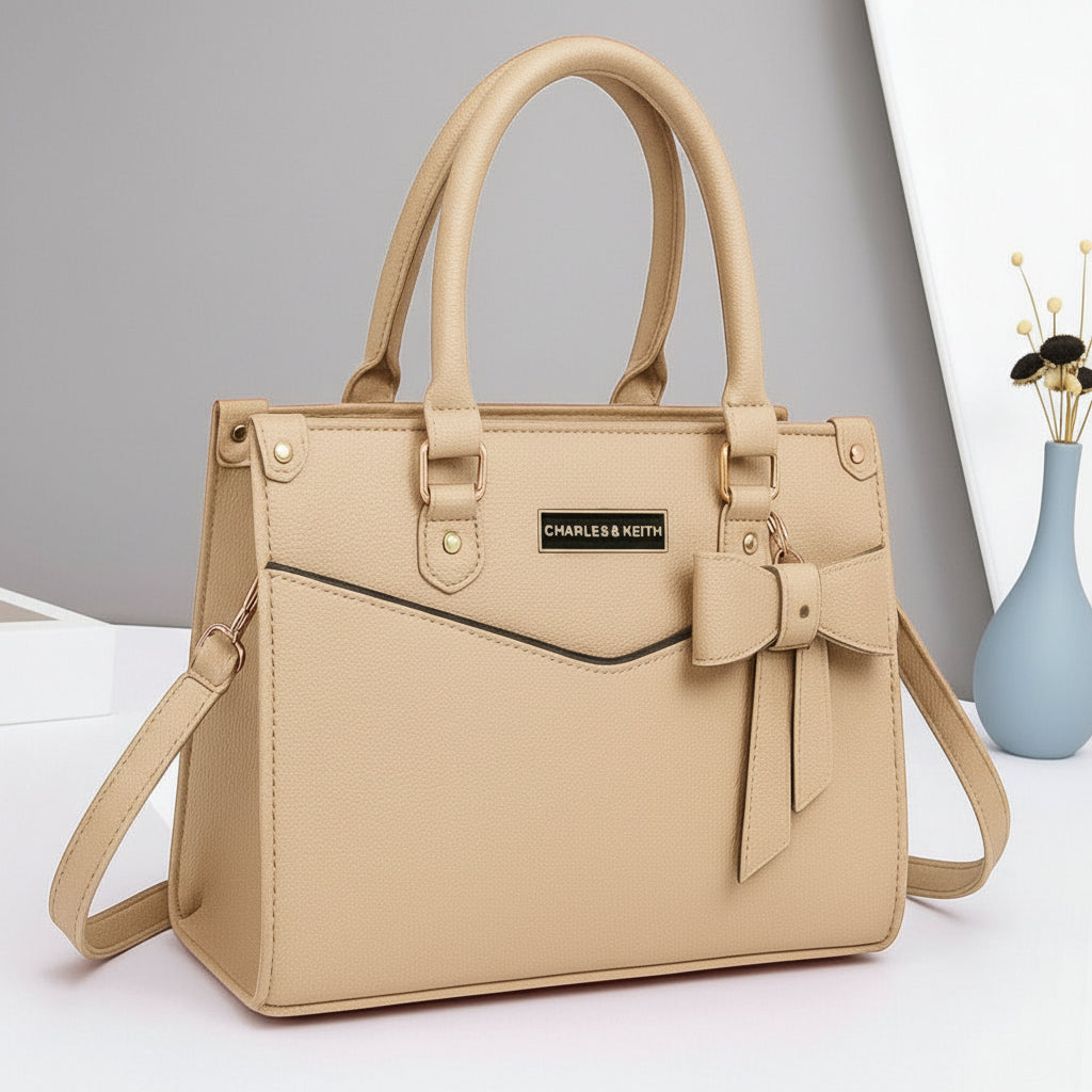 Premium Shoulder Bag for Girls – Stylish Design with Long Strap & Bow Charm