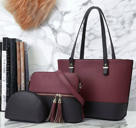 Premium Shoulder Bag Set for Girls – Stylish Handbag, Crossbody & Mini Purse – High-Quality Faux Leather