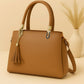 High-Quality Synthetic Leather Handbag – 3 Compartments, Long Adjustable Shoulder Belt Included