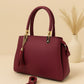 High-Quality Synthetic Leather Handbag – 3 Compartments, Long Adjustable Shoulder Belt Included