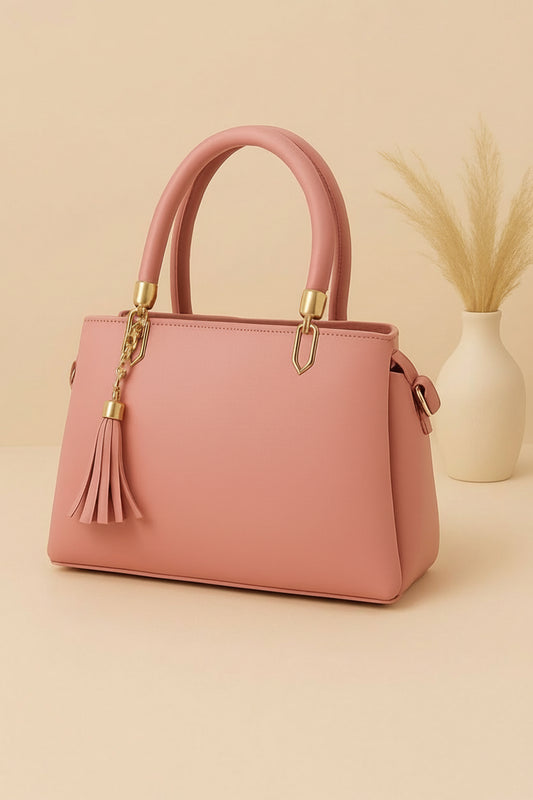 High-Quality Synthetic Leather Handbag – 3 Compartments, Long Adjustable Shoulder Belt Included