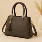 High-Quality Synthetic Leather Handbag – 3 Compartments, Long Adjustable Shoulder Belt Included