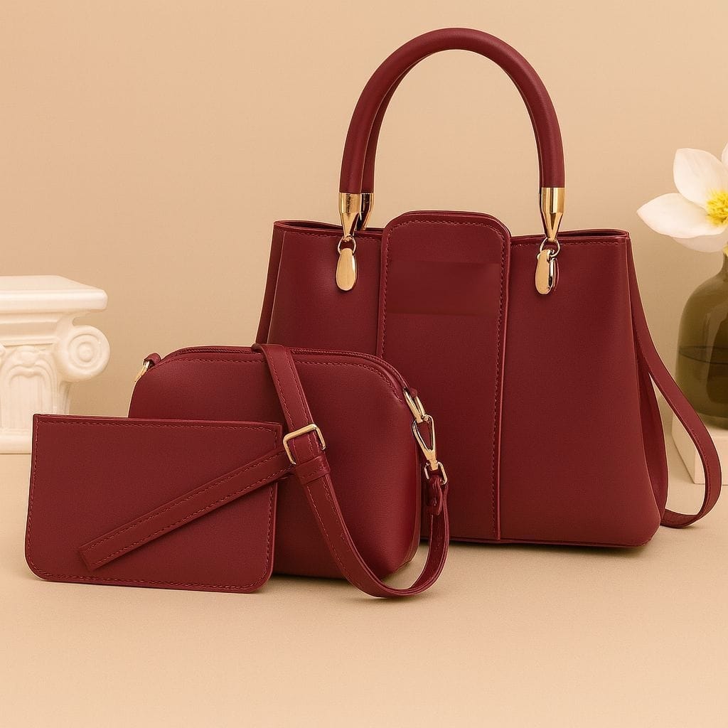 Luxury 3-Piece Shoulder Bag Set With Keychain – Premium Quality, Stylish & Large Capacity Handbag Bundle