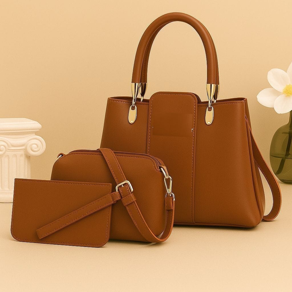 Luxury 3-Piece Shoulder Bag Set With Keychain – Premium Quality, Stylish & Large Capacity Handbag Bundle