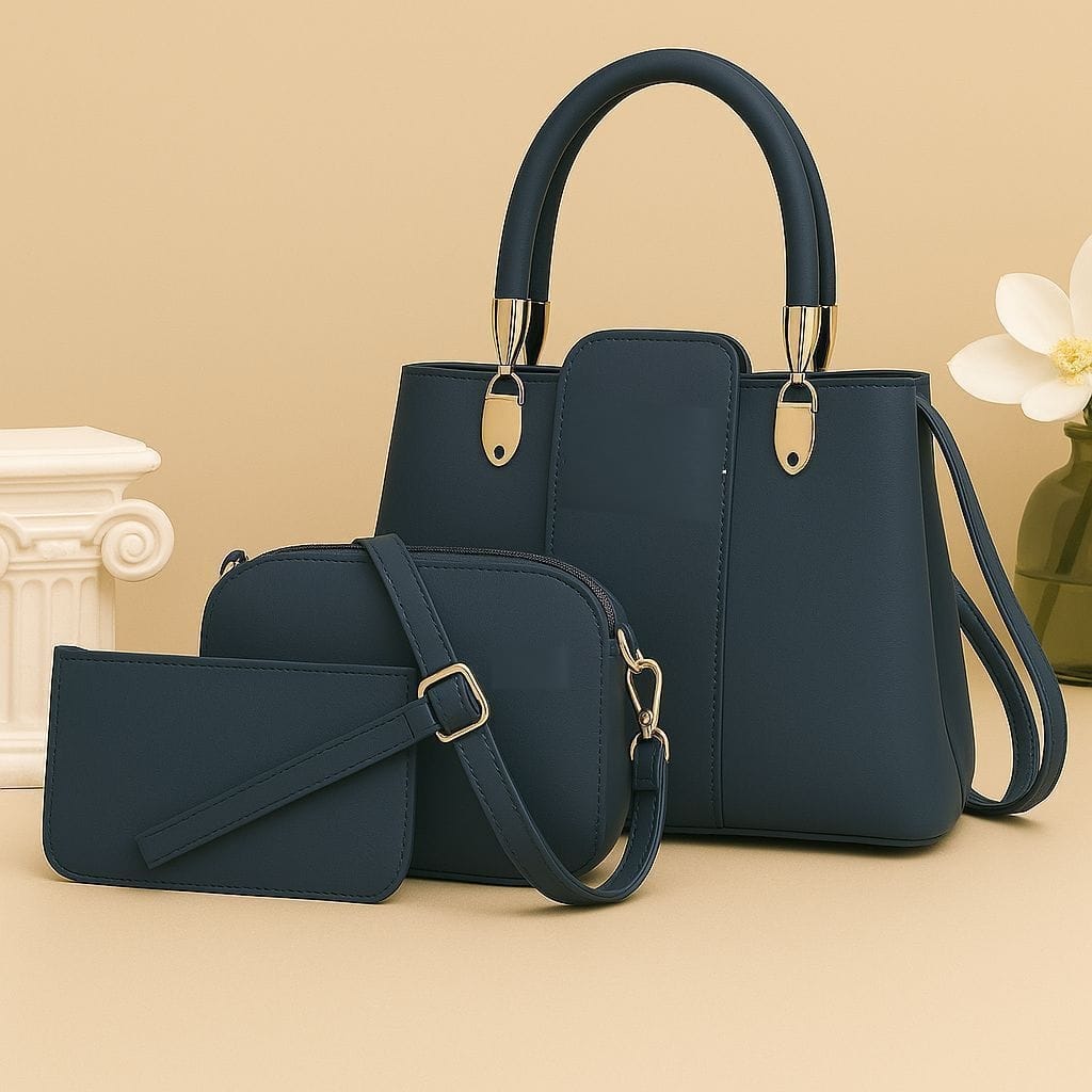 Luxury 3-Piece Shoulder Bag Set With Keychain – Premium Quality, Stylish & Large Capacity Handbag Bundle