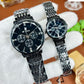 Stylish Couple Watch Set with Steel Chain | Push Lock | Premium Finish