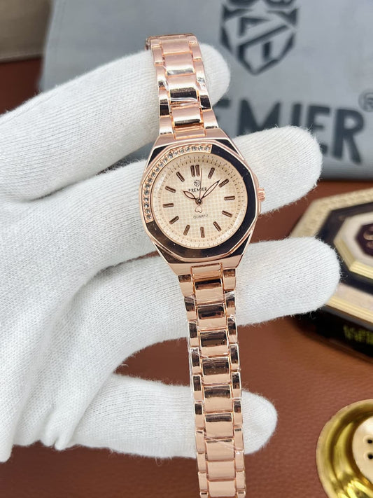 Elegant Ladies Watch – Steel Chain | Push Lock | New Arrival