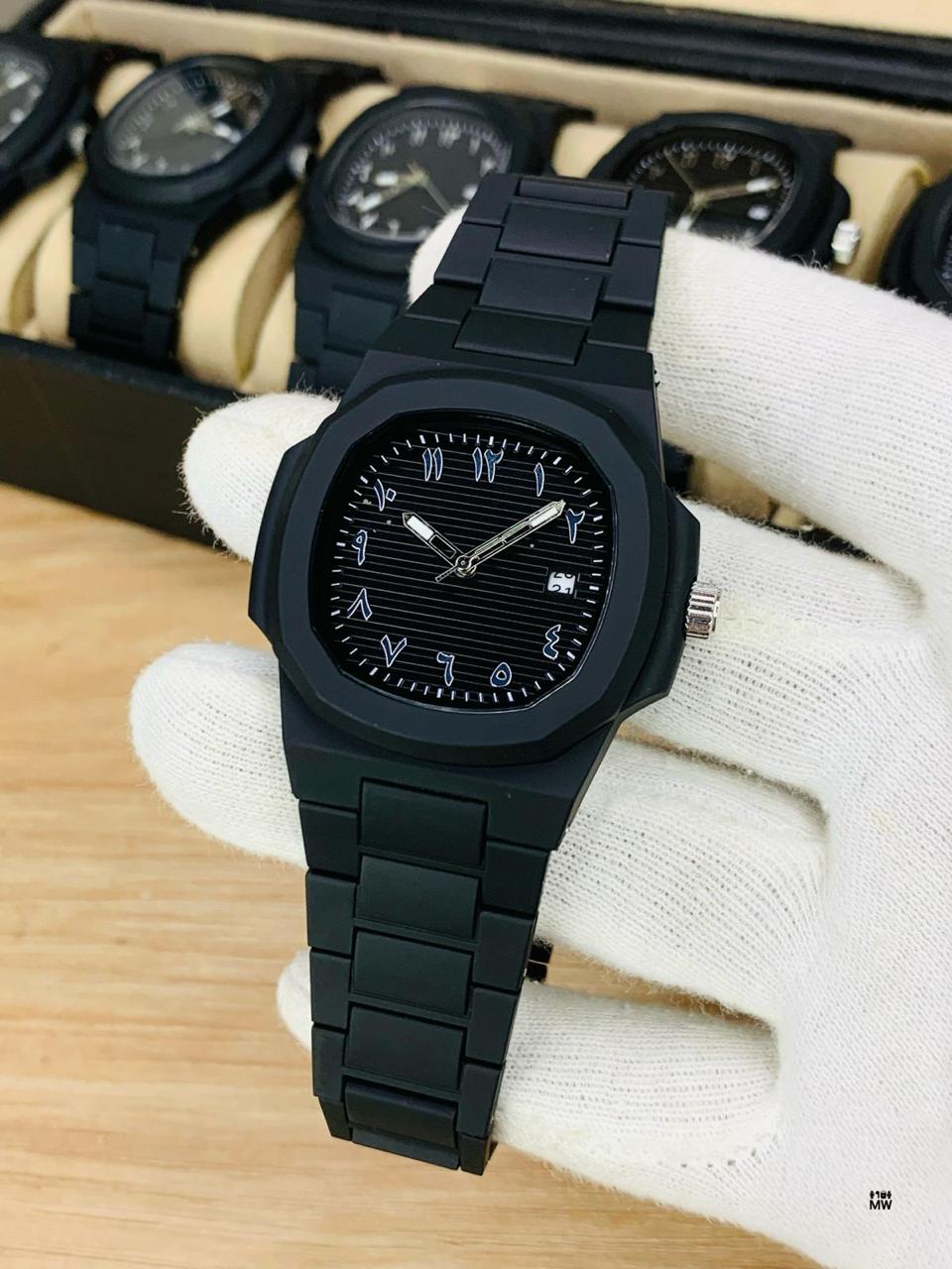 Nautilus Style Fiber Watch with Date Function | Butterfly Lock | Arabic Dial