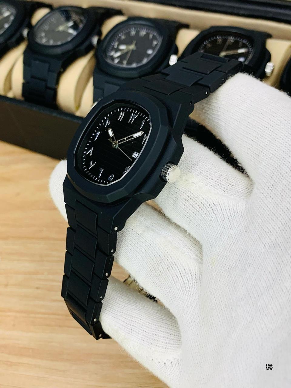 Nautilus Style Fiber Watch with Date Function | Butterfly Lock | Arabic Dial