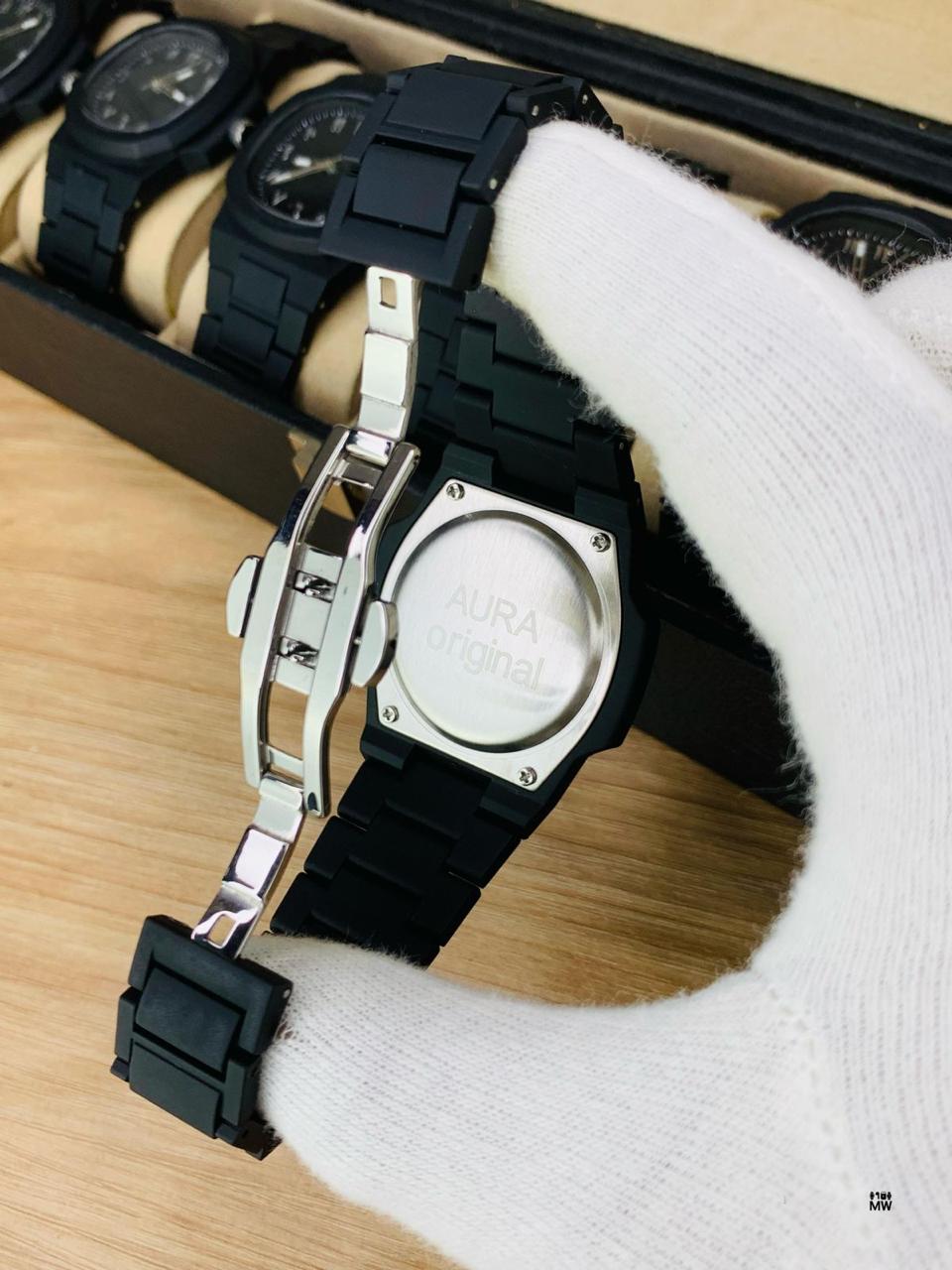 Nautilus Style Fiber Watch with Date Function | Butterfly Lock | Arabic Dial