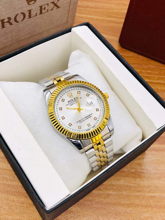 Date Just Style Watch with Working Date | Button Lock | Premium Chain