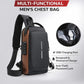 Men’s Waterproof Oxford Chest Crossbody Bag – USB Port, Multi-Pocket Travel Sling (Large Size)