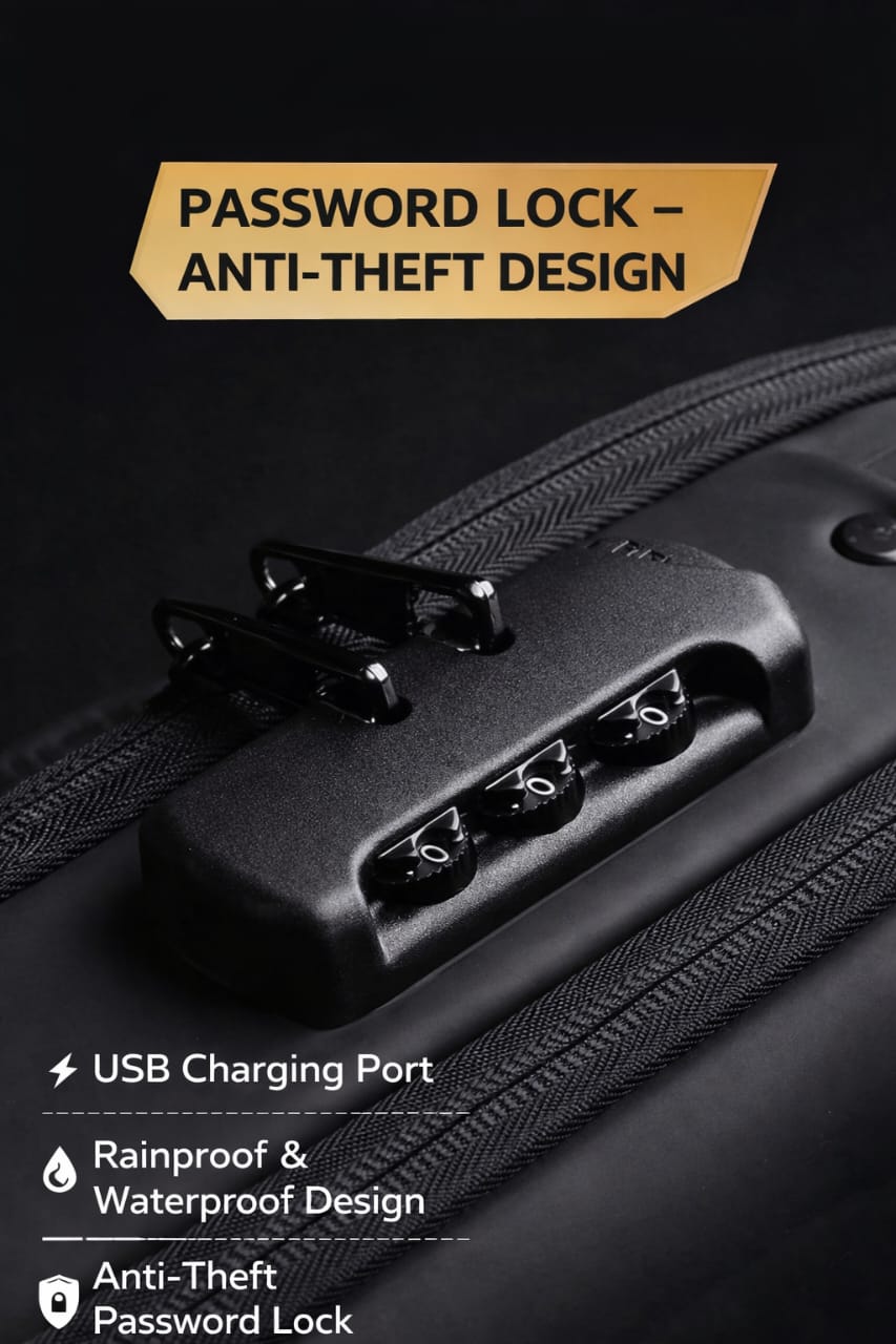 Men’s Waterproof Oxford Chest Crossbody Bag – USB Port, Multi-Pocket Travel Sling (Large Size)