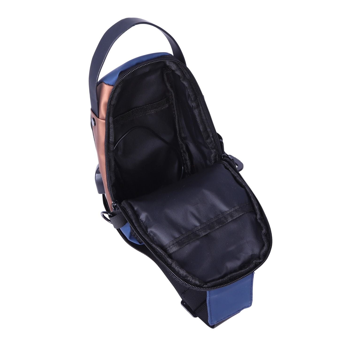 Men’s Waterproof Oxford Chest Crossbody Bag – USB Port, Multi-Pocket Travel Sling (Large Size)