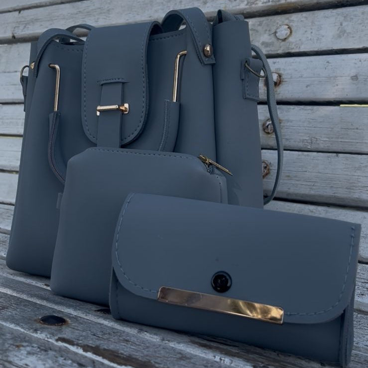 🎀Master Quality 3-Piece Soft Leather Shoulder Bag Set for Girls – Premium Cloud Bag + Hand Clutch + Long Strap 🎀💖