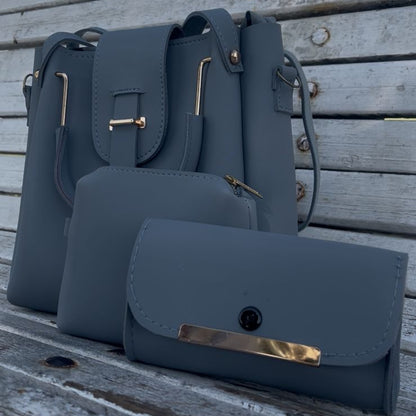 🎀Master Quality 3-Piece Soft Leather Shoulder Bag Set for Girls – Premium Cloud Bag + Hand Clutch + Long Strap 🎀💖