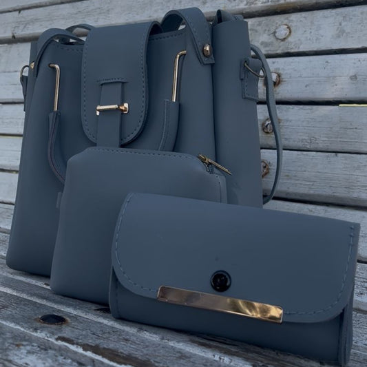 🎀Master Quality 3-Piece Soft Leather Shoulder Bag Set for Girls – Premium Cloud Bag + Hand Clutch + Long Strap 🎀💖